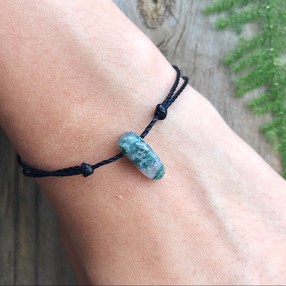 Handmade by me! Jewelry - Moss Agate Stick Slip Knot Bracelet